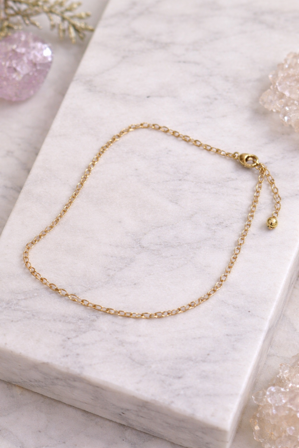 Bracelet chaîne minimaliste en acier inoxydable doré – 22 cm