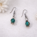 Boucles d’oreilles perles vertes élégantes – Acier inoxydable