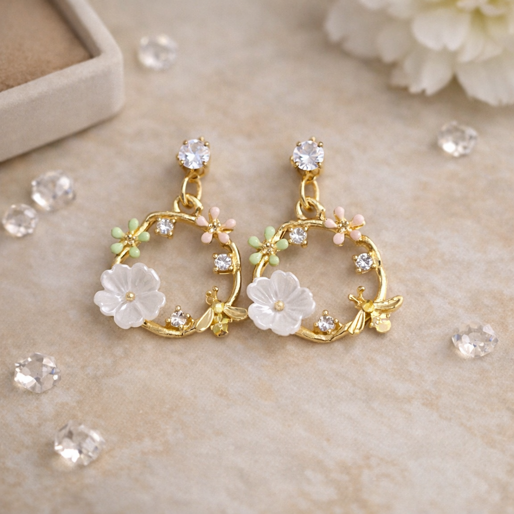 Boucles d’oreilles fleurs délicates – acier inoxydable (stainless steel)