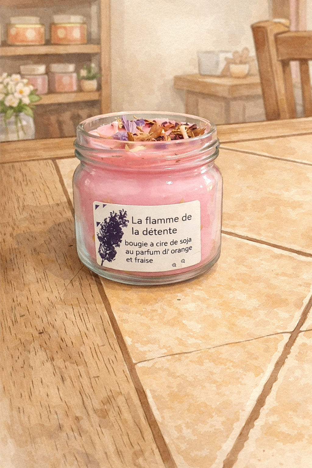 Bougie artisanale cire de soja Orange & Fraise – 300 g  F.Lili Créations