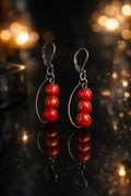 Boucles d’Oreilles Élégance Rouge – Perles Naturelles