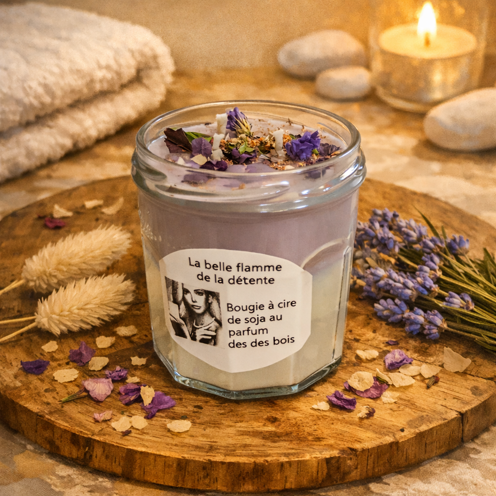 Bougie artisanale à cire de soja – Parfum Thé des bois – 460 g