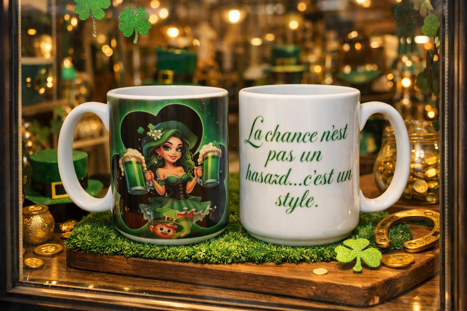 Tasse Chance Irlandaise 15 oz – “La chance n’est pas un hasard” | F.liLi Créations