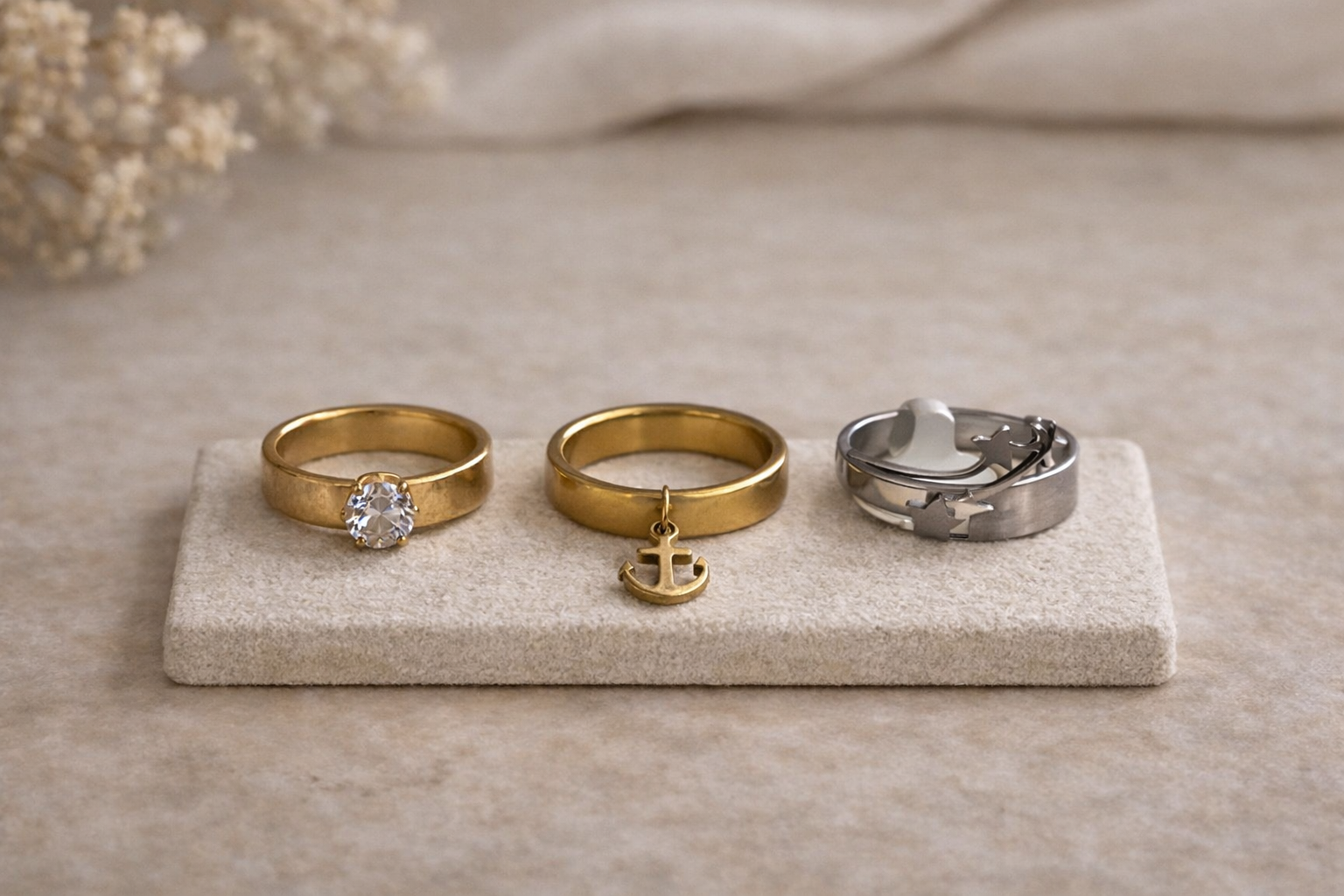 Bague en acier inoxydable – modèles élégants (grandeur 20)