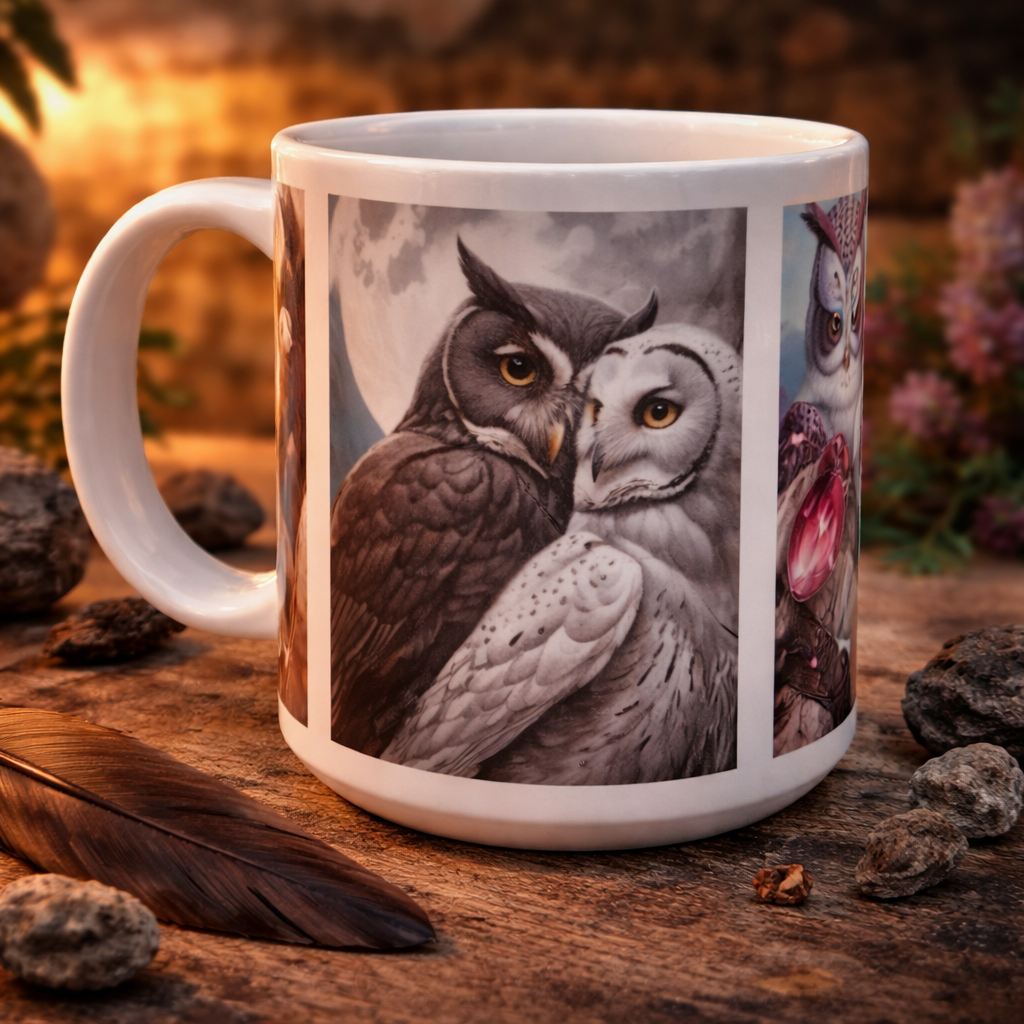 Grande tasse hiboux amoureux – Mug artistique 20 oz