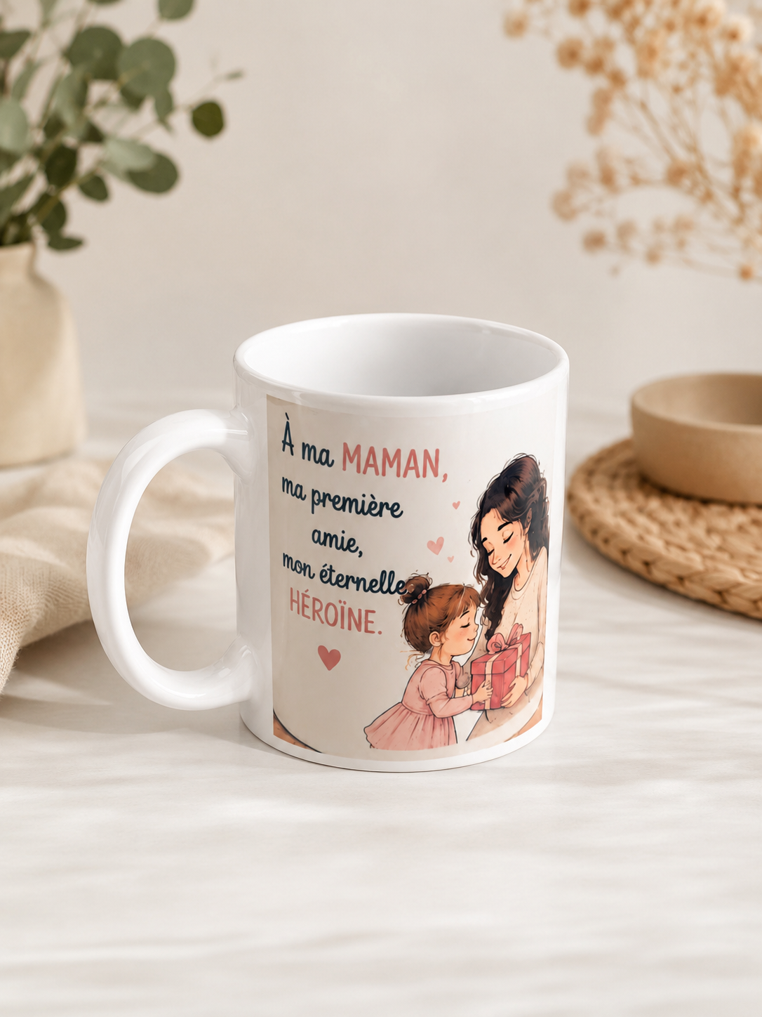 Tasse « À ma maman, ma première amie, mon éternelle héroïne » – Cadeau Fête des Mères 11 oz
