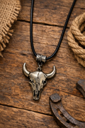 Collier tête de taureau – pendentif style western