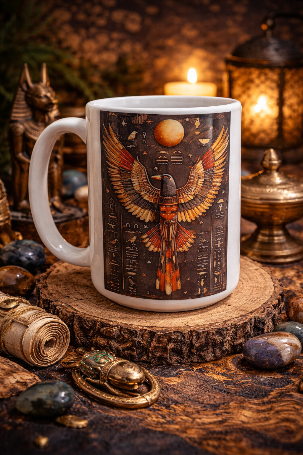Tasse 15 oz Faucon Sacré Égyptien – Grande tasse mystique symboles anciens | F.liLi Créations