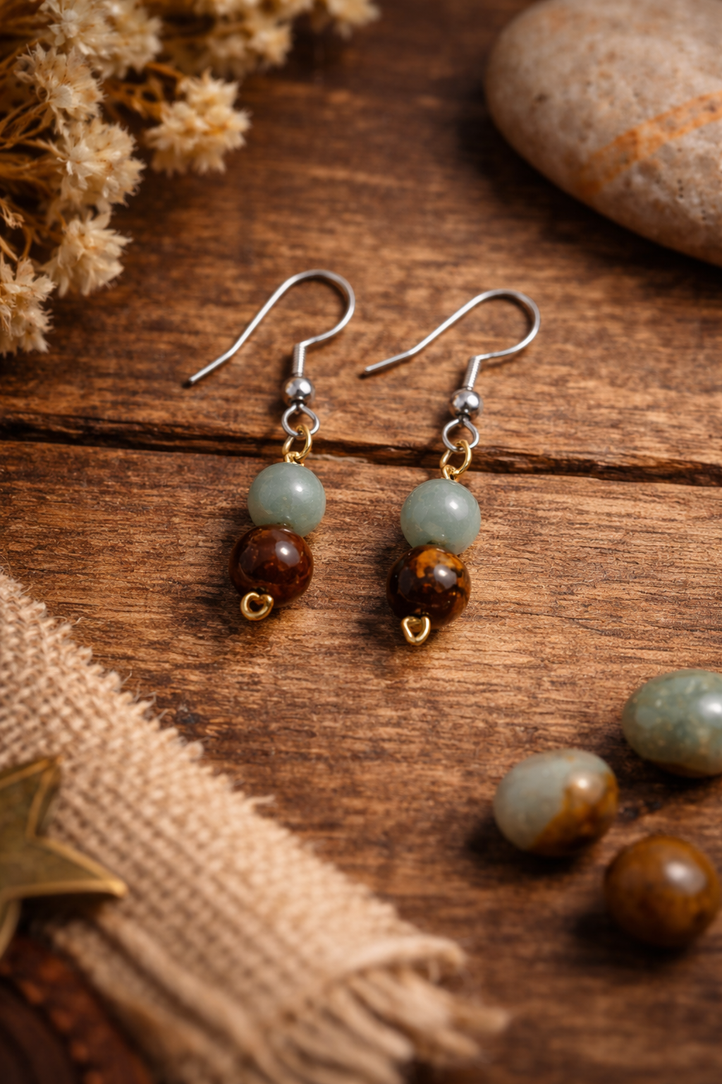 Boucles d’Oreilles Perles Naturelles – Élégance Terre & Nature