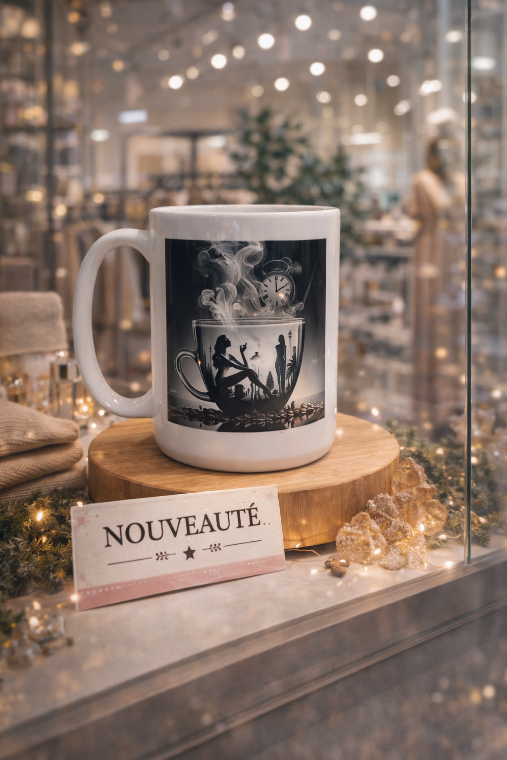 “L’Heure Suspendue”
(Très poétique, en lien avec l’horloge et le moment pour soi.)