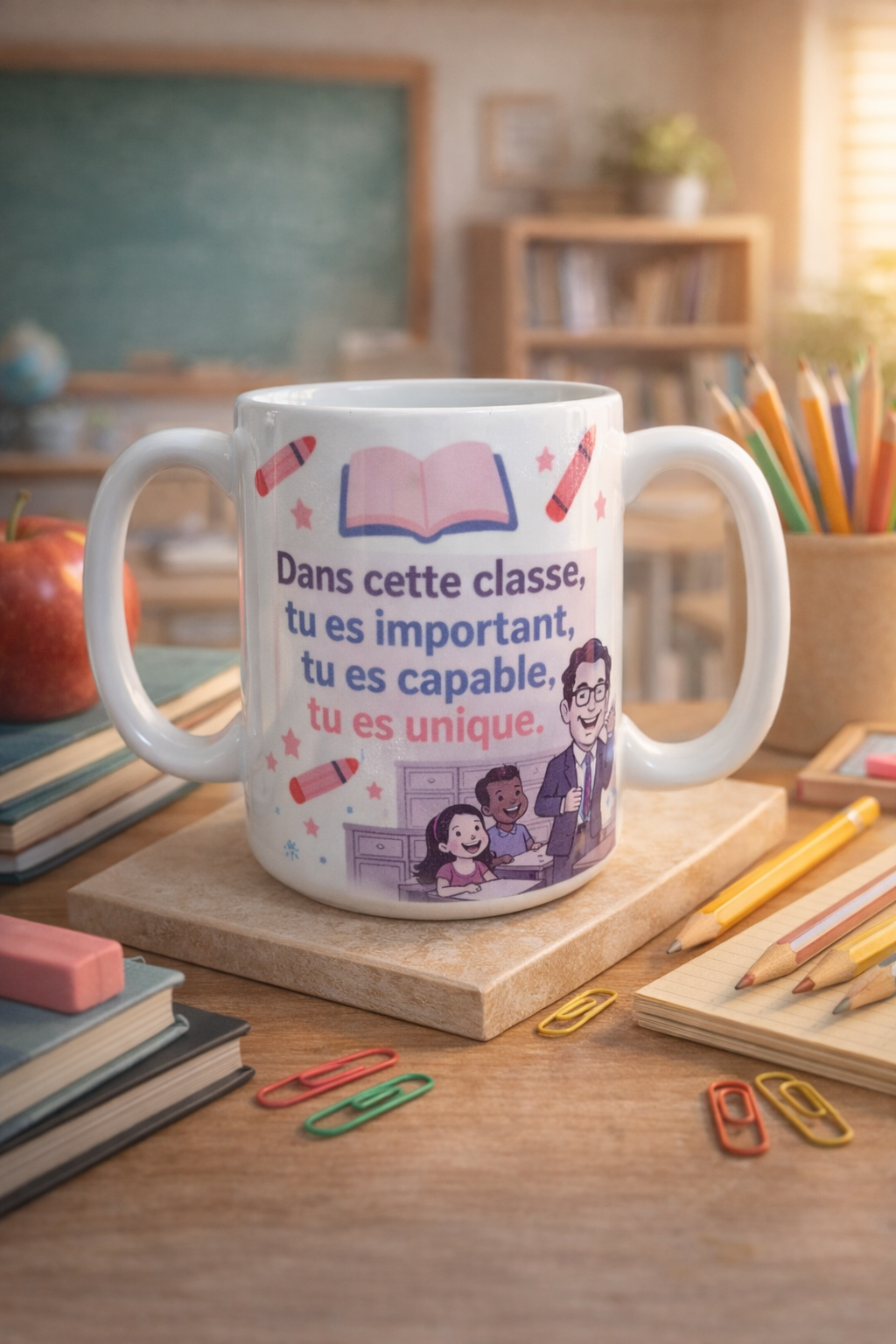 Tasse professeur inspirante 15 oz – Tu es important, capable et unique