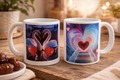 Tasse Amour Éternel – Cygnes Romantiques et Cœur Lumineux – 11 onces