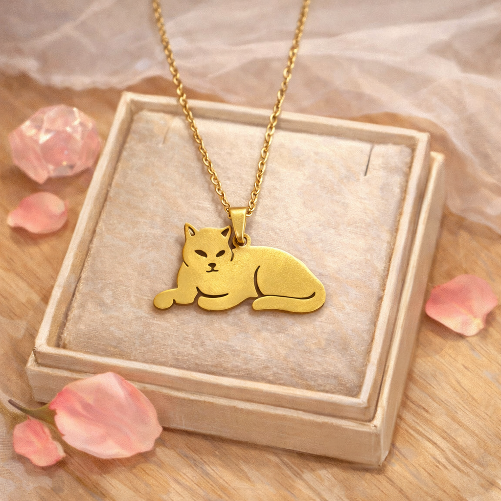 Collier chat doré – acier inoxydable 40 cm